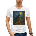 Van Gogh Starry Night Art Cat And Book Lovers Men's V-Neck T-Shirt Van Gogh Starry Night Art Cat And Book Lovers Men's V-Neck T-Shirt