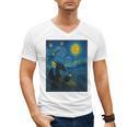 Van Gogh Starry Night Fantasy Reader Dragon Reading Book Men's V-Neck T-Shirt Van Gogh Starry Night Fantasy Reader Dragon Reading Book Men's V-Neck T-Shirt