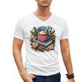 Vintage Cozy Winter Hot Cocoa Books Gingerbread Book Lovers Men's V-Neck T-Shirt Vintage Cozy Winter Hot Cocoa Books Gingerbread Book Lovers Men's V-Neck T-Shirt