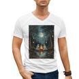 Vintage Ghost Book Reading Camping Gothic Halloween Teachers Men's V-Neck T-Shirt