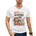 Wild About Reading Zoo Animals For Bookworm Book Reader Men's V-Neck T-Shirt Wild About Reading Zoo Animals For Bookworm Book Reader Men's V-Neck T-Shirt