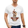 Woman And Books Stack Afro Girl Book Lover Men's V-Neck T-Shirt Woman And Books Stack Afro Girl Book Lover Men's V-Neck T-Shirt