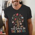 100 Days In The Books Reading Teacher Cute Book Lover Men's V-Neck T-Shirt