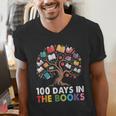 100 Days In The Books Reading Teachers Librarians School Men's V-Neck T-Shirt