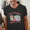 100 Days Of Coffee And Chaos Coquette Bow Book Apple Men's V-Neck T-Shirt 100 Days Of Coffee And Chaos Coquette Bow Book Apple Men's V-Neck T-Shirt
