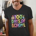 100 Days Of School Book Pencil Teachers Girls Kids 100th Day Men's V-Neck T-Shirt 100 Days Of School Book Pencil Teachers Girls Kids 100th Day Men's V-Neck T-Shirt