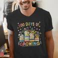 100th Day Of School Teacher Floral Books 100 Days Of Growing Men's V-Neck T-Shirt