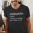 Abibliophobia Definition Reading Book Worm Reader Men's V-Neck T-Shirt