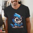 Adorable Book Lover Blue Jay With Reading Glasses Cute Men's V-Neck T-Shirt Adorable Book Lover Blue Jay With Reading Glasses Cute Men's V-Neck T-Shirt
