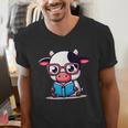 Adorable Book Lover Cow With Reading Glasses Cute Men's V-Neck T-Shirt