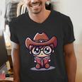 Adorable Book Lover Cowboy With Reading Glasses Cute Men's V-Neck T-Shirt Adorable Book Lover Cowboy With Reading Glasses Cute Men's V-Neck T-Shirt