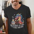 Adorable Book Lover Dragon Read Books Be Kind Stay Weird Men's V-Neck T-Shirt