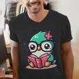Adorable Book Lover Humming Bird With Reading Glasses Cute Men's V-Neck T-Shirt Adorable Book Lover Humming Bird With Reading Glasses Cute Men's V-Neck T-Shirt