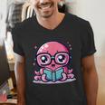 Adorable Book Lover Octopus With Reading Glasses Cute Men's V-Neck T-Shirt Adorable Book Lover Octopus With Reading Glasses Cute Men's V-Neck T-Shirt
