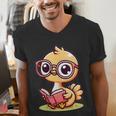Adorable Book Lover Ostrich With Reading Glasses Cute Men's V-Neck T-Shirt Adorable Book Lover Ostrich With Reading Glasses Cute Men's V-Neck T-Shirt