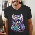 Adorable Book Lover Valkyrie With Reading Glasses Cute Men's V-Neck T-Shirt