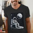 Aesthetic Spaceman Astronaut On The Moon Space Introvert Men's V-Neck T-Shirt
