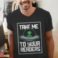 Alien Quote Take Me To Your Readers Sci-Fi Ufo Book Lover Men's V-Neck T-Shirt Alien Quote Take Me To Your Readers Sci-Fi Ufo Book Lover Men's V-Neck T-Shirt