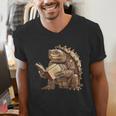 Alligator Snapping Turtle Reading A Book Men's V-Neck T-Shirt Alligator Snapping Turtle Reading A Book Men's V-Neck T-Shirt