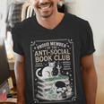 Anti-Social Book-Club Cat Graphic Men's V-Neck T-Shirt