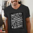 Anxiety Awkward Dark Humor Quote Introverts Sarcastic Men's V-Neck T-Shirt
