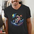 Astronaut Reading Book In Space Books Lover Bookworm Men's V-Neck T-Shirt Astronaut Reading Book In Space Books Lover Bookworm Men's V-Neck T-Shirt