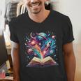 Astronomy Space Lover Books Bookworm Men's V-Neck T-Shirt