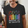 Awesome Like My Daughter Books Floral Proud Mom Women Men's V-Neck T-Shirt