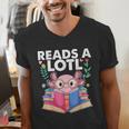 Axolotl Books Readsalotl Reading Bookworm Boys Girls Men's V-Neck T-Shirt