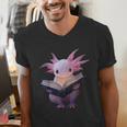 Axolotl Bookworm Reading Book Kawaii Graphic Men's V-Neck T-Shirt
