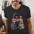 Back To School Afro Melanin Girl Reading Book Bookworm Men's V-Neck T-Shirt