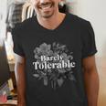 Barely Tolerable Shirt Floral Book Lover Quote Bookish Men's V-Neck T-Shirt