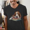Basset Hound Books Dog Breed Graphic Men's V-Neck T-Shirt