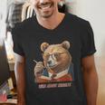 Bear Reading Book Glasses Library Zoo Teacher School Animal Men's V-Neck T-Shirt