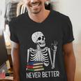 Never Better Skeleton Read Reading Book Librarian Men Women Men's V-Neck T-Shirt Never Better Skeleton Read Reading Book Librarian Men Women Men's V-Neck T-Shirt