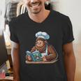 Bigfoot Reading a Cookbook Men's V-Neck T-Shirt