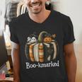 Boo-Kmarked Fall Pumpkin Books Halloween Teacher Teaching Men's V-Neck T-Shirt Boo-Kmarked Fall Pumpkin Books Halloween Teacher Teaching Men's V-Neck T-Shirt