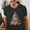 Book Christmas Tree Books Lovers Xmas Teacher Men Women Kids Men's V-Neck T-Shirt