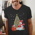 Book Christmas Tree Bookworm Gingerbread Man Snowman Reading Men's V-Neck T-Shirt Book Christmas Tree Bookworm Gingerbread Man Snowman Reading Men's V-Neck T-Shirt