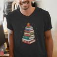 Book Christmas Tree Book Lover Teacher Librarian Men Women Men's V-Neck T-Shirt Book Christmas Tree Book Lover Teacher Librarian Men Women Men's V-Neck T-Shirt