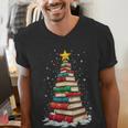 Book Christmas Tree Book Lover Teacher Librarian Men's V-Neck T-Shirt Book Christmas Tree Book Lover Teacher Librarian Men's V-Neck T-Shirt