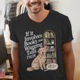 Book And Dog Lover Bookworm Reader Book Lover Men's V-Neck T-Shirt