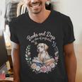 Book And Dog Lover Reading Humor Librarian Men's V-Neck T-Shirt Book And Dog Lover Reading Humor Librarian Men's V-Neck T-Shirt