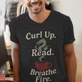 Book Dragon Fantasy Reader Cozy Reading Book Lover Dragon Men's V-Neck T-Shirt Book Dragon Fantasy Reader Cozy Reading Book Lover Dragon Men's V-Neck T-Shirt