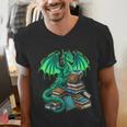 Book Dragon Reading Fantasy Men's V-Neck T-Shirt