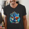 Book Dragon Reading Lover Men's V-Neck T-Shirt