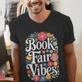 Book Fair Vibes Groovy 70s Retro School Librarian Men's V-Neck T-Shirt Book Fair Vibes Groovy 70s Retro School Librarian Men's V-Neck T-Shirt
