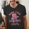 Book Fair Vibes School Librarian Retro 70s Reading Bookworm Men's V-Neck T-Shirt Book Fair Vibes School Librarian Retro 70s Reading Bookworm Men's V-Neck T-Shirt