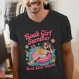 Book Girl Summer Beach Vacation Book Lover Men's V-Neck T-Shirt Book Girl Summer Beach Vacation Book Lover Men's V-Neck T-Shirt