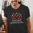Book Heart Read Book Reading Librarian Men Women Kids Men's V-Neck T-Shirt